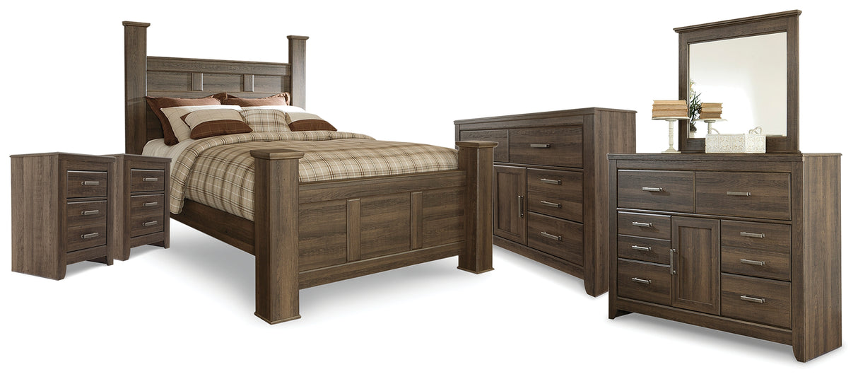 Juararo Queen Poster Bed, 2 Dressers, Mirror and 2 Nightstands from Ashley - Luna Furniture