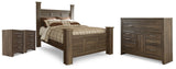 Juararo Queen Poster Bed, Dresser and 2 Nightstands from Ashley - Luna Furniture