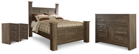 Juararo Queen Poster Bed, Dresser and 2 Nightstands from Ashley - Luna Furniture