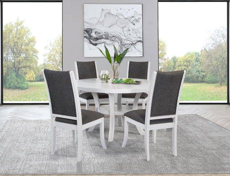 Judd 5-piece 54-inch Round Wood Dining Table Set Pearl White from Coaster - Luna Furniture