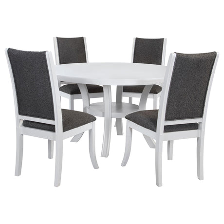 Judd 5-piece 54-inch Round Wood Dining Table Set Pearl White from Coaster - Luna Furniture
