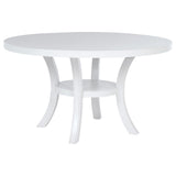 Judd Pearl White Round Dining Table with Shelf from Coaster - Luna Furniture