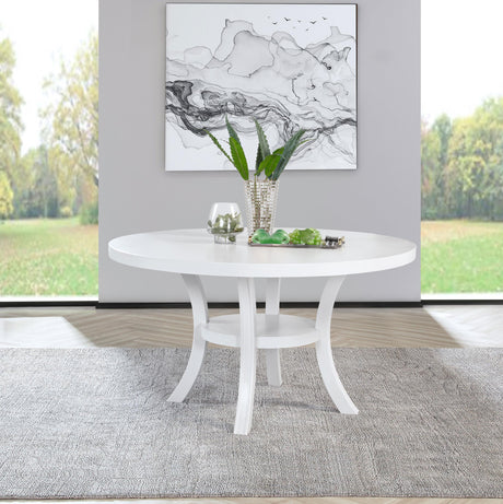 Judd Pearl White Round Dining Table with Shelf from Coaster - Luna Furniture