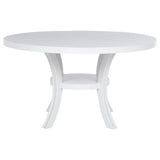 Judd Pearl White Round Dining Table with Shelf from Coaster - Luna Furniture