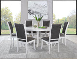 Judd 7-piece 54-inch Round Wood Dining Table Set Pearl White from Coaster - Luna Furniture