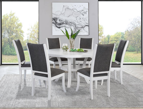 Judd 7-piece 54-inch Round Wood Dining Table Set Pearl White from Coaster - Luna Furniture