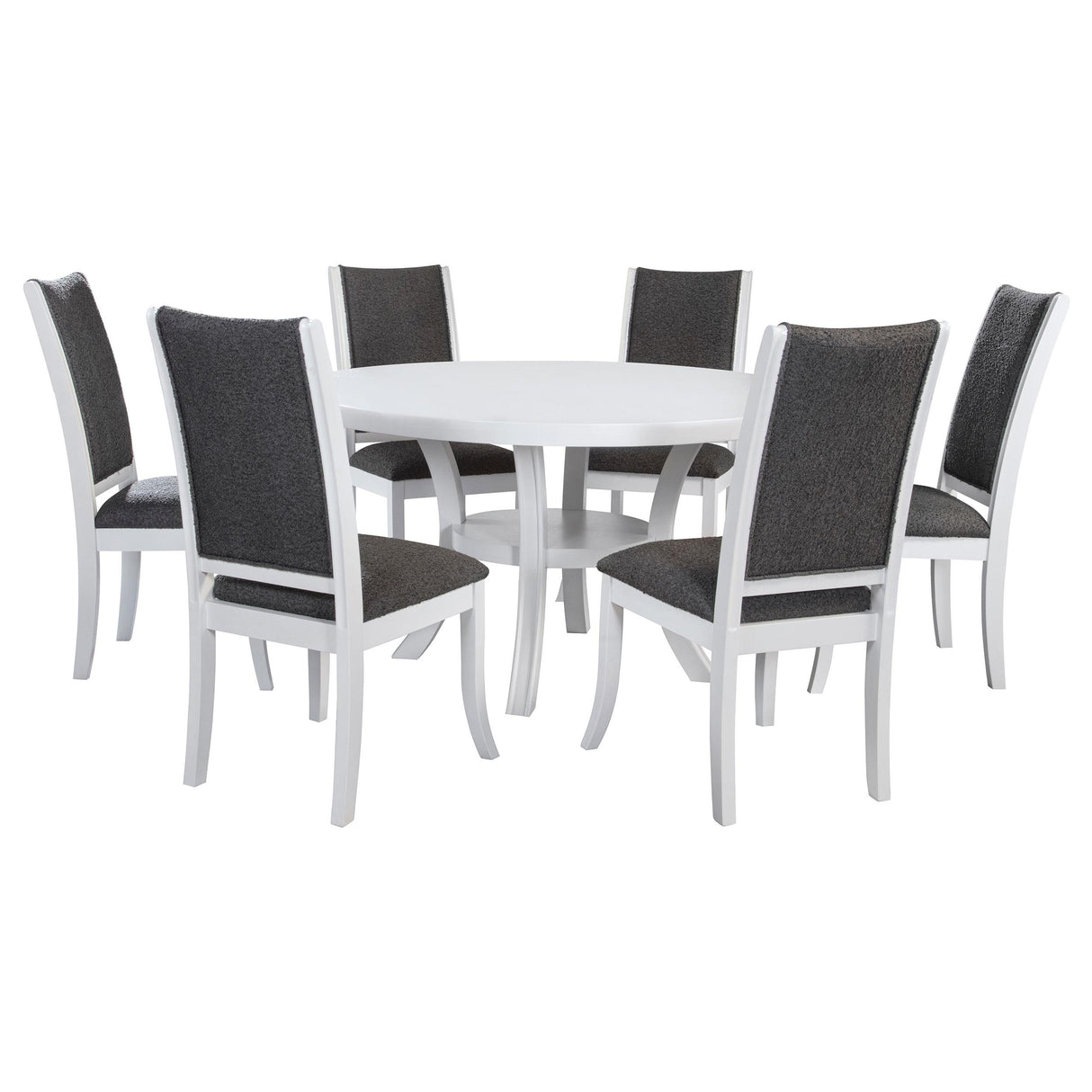 Judd 7-piece 54-inch Round Wood Dining Table Set Pearl White from Coaster - Luna Furniture