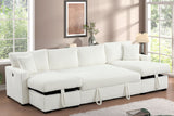 July Beige Double Storage Chaise Sectional with Pull Out Bed from Happy Homes - Luna Furniture