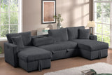 July Charcoal Double Storage Chaise Sectional With Pull-Out Bed from Happy Homes - Luna Furniture