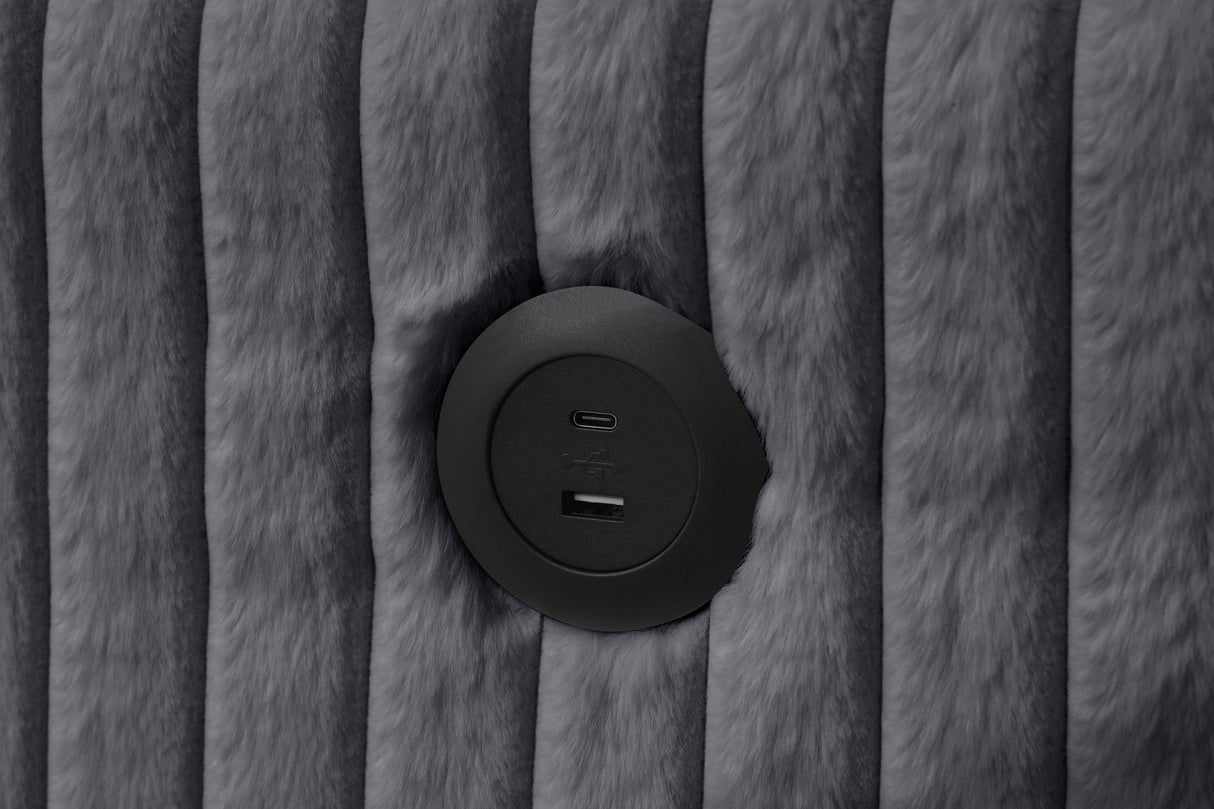 July Charcoal Double Storage Chaise Sectional With Pull-Out Bed from Happy Homes - Luna Furniture