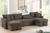 July Mocha Double Storage Chaise Sectional with Pull Out Bed from Happy Homes - Luna Furniture