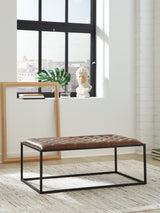 Junsor Brown/Black Coffee Table Ottoman from Ashley - Luna Furniture