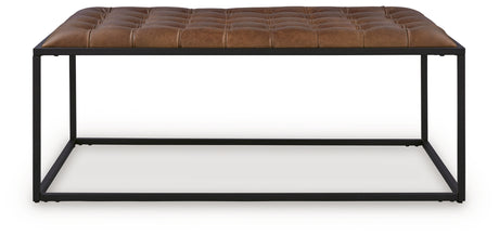 Junsor Brown/Black Coffee Table Ottoman from Ashley - Luna Furniture