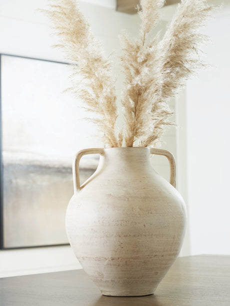 Justy Antique Beige Vase from Ashley - Luna Furniture