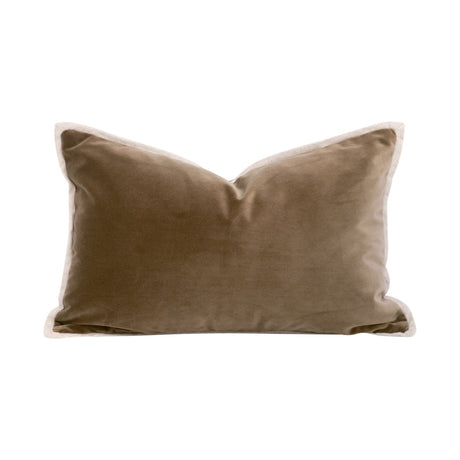 The Not So Basic 20" Essential Lumbar Pillow in Caramel Velvet, Jute Flat Piping, Set of 2 from Essentials For Living - Luna Furniture