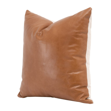 The Better Together 22" Essential Pillow in Whiskey Brown Top Grain Leather, Jute, Set of 2 from Essentials For Living - Luna Furniture