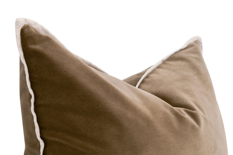 The Not So Basic 22" Essential Pillow in Caramel Velvet, Jute Flat Piping, Set of 2 from Essentials For Living - Luna Furniture