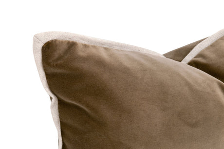 The Not So Basic 20" Essential Lumbar Pillow in Caramel Velvet, Jute Flat Piping, Set of 2 from Essentials For Living - Luna Furniture