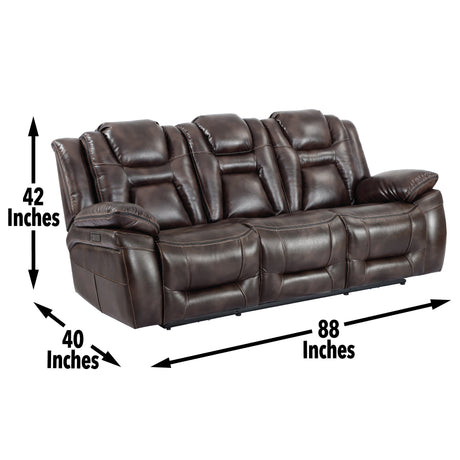 Oportuna Coffee Dual-Power Reclining Sofa w/Drop-Down Table from Steve Silver - Luna Furniture