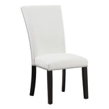 Artemis White/Black 7-Piece White Marble Dining Set with White Vegan Leather Chairs from Steve Silver - Luna Furniture