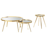 Kaelyn Gold 3-Piece Round Coffee and End Table Set from Coaster - Luna Furniture