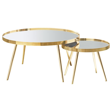 Kaelyn Gold 3-Piece Round Coffee and End Table Set from Coaster - Luna Furniture