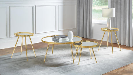 Kaelyn Gold 4-Piece Round Coffee and End Table Set from Coaster - Luna Furniture