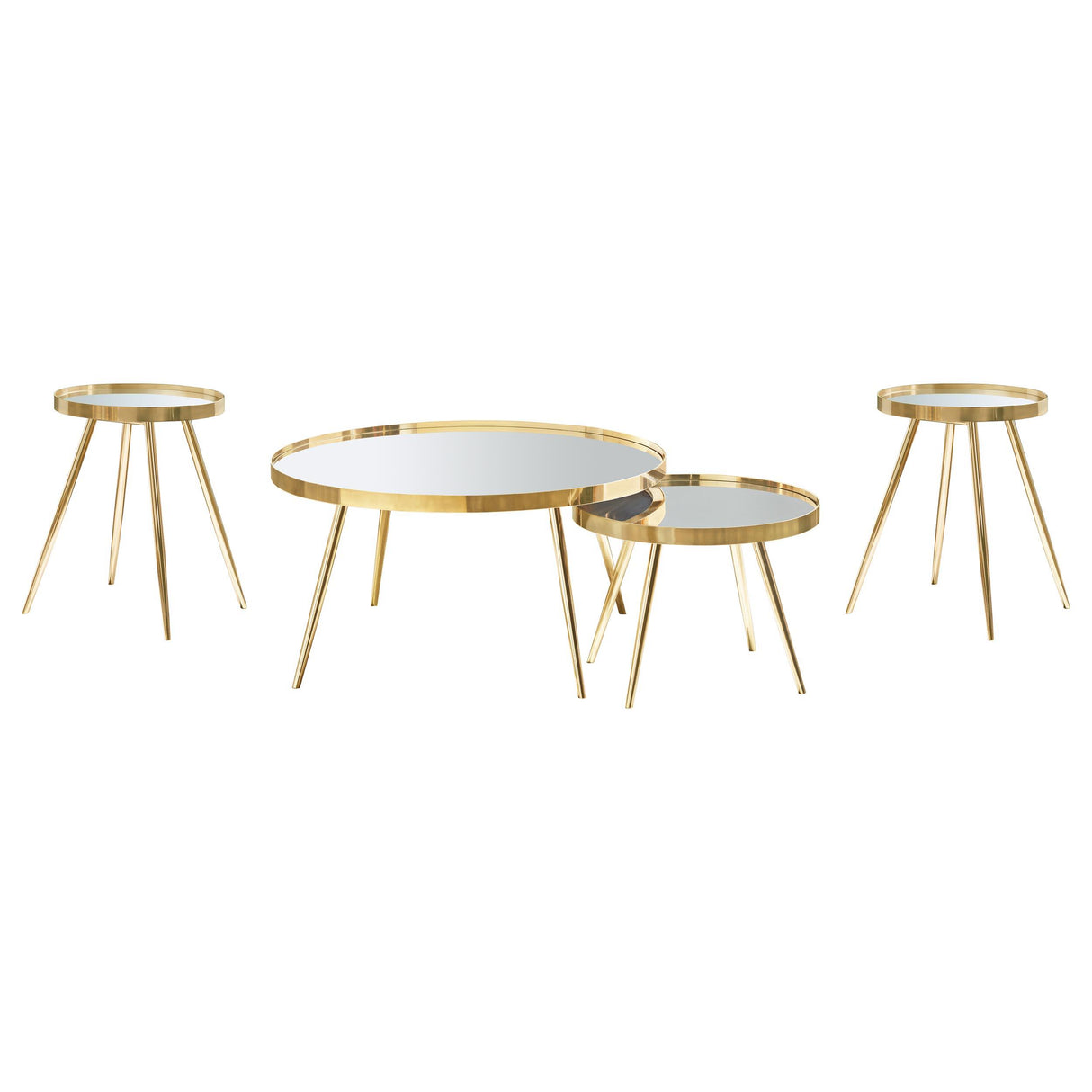 Kaelyn Gold 4-Piece Round Coffee and End Table Set from Coaster - Luna Furniture