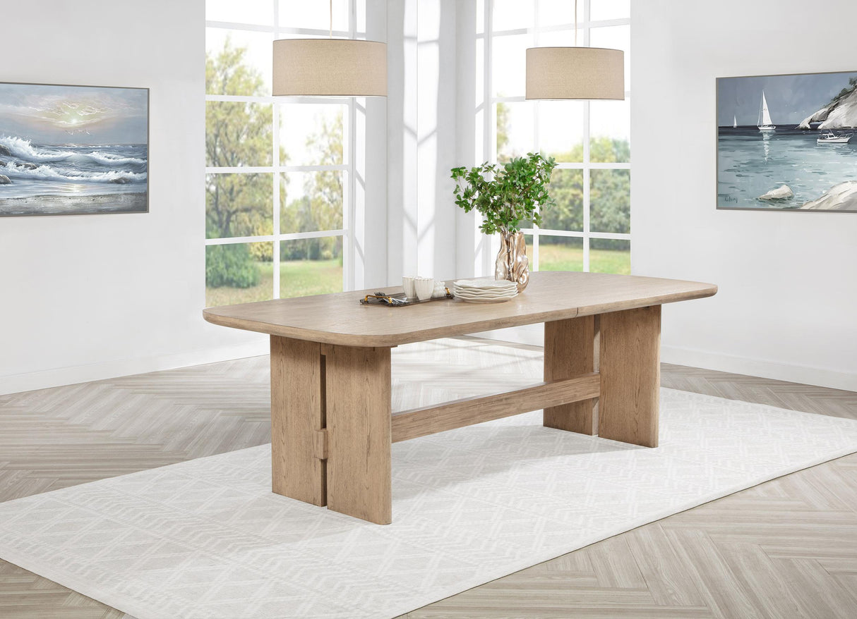 Kailani Beige Oak Rectangular Wood Dining Table from Coaster - Luna Furniture