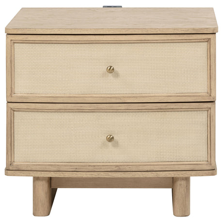 Kailani Beige Oak 2-Drawer Nightstand from Coaster - Luna Furniture