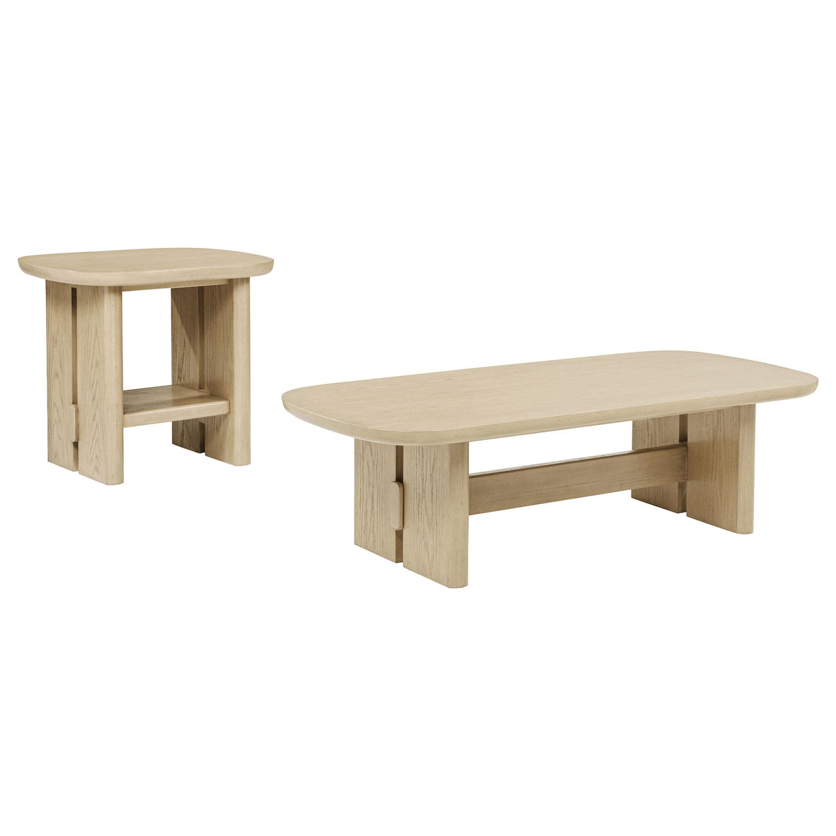 Kailani Beige Oak 2-Piece Coastal Coffee and End Table Set from Coaster - Luna Furniture