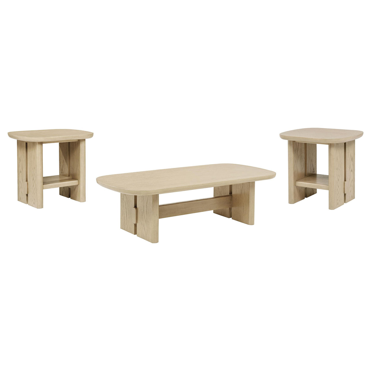 Kailani Beige Oak 3-Piece Coastal Coffee and End Table Set from Coaster - Luna Furniture