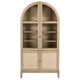Kailani Beige Oak 4-Door Cane Dining Vitrine Display Cabinet from Coaster - Luna Furniture