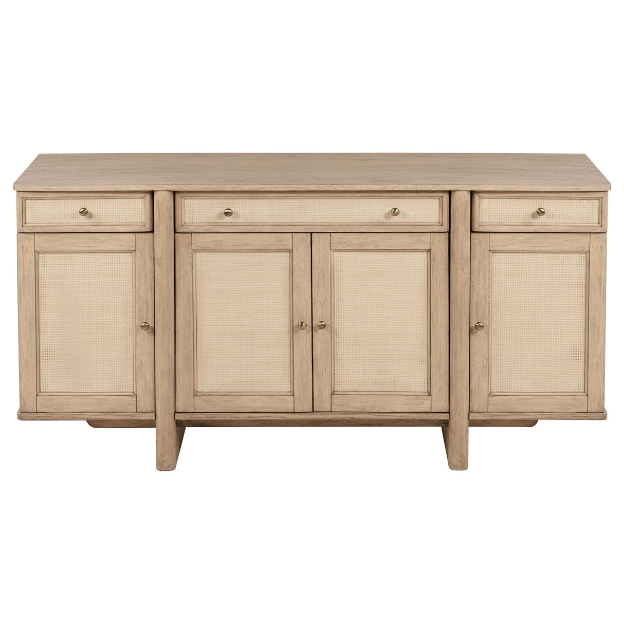 Kailani Beige Oak 4-Door Cane Sideboard Buffet Cabinet from Coaster - Luna Furniture