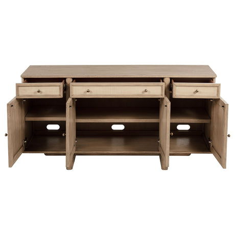 Kailani Beige Oak 4-Door Cane Sideboard Buffet Cabinet from Coaster - Luna Furniture