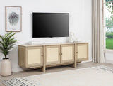 Kailani Beige Oak 79-inch 4-Door Cane TV Stand Media Console from Coaster - Luna Furniture