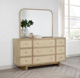 Kailani 9-drawer Dresser and Mirror Beige Oak from Coaster - Luna Furniture