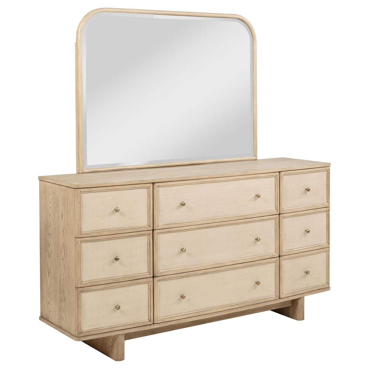 Kailani 9-drawer Dresser and Mirror Beige Oak from Coaster - Luna Furniture