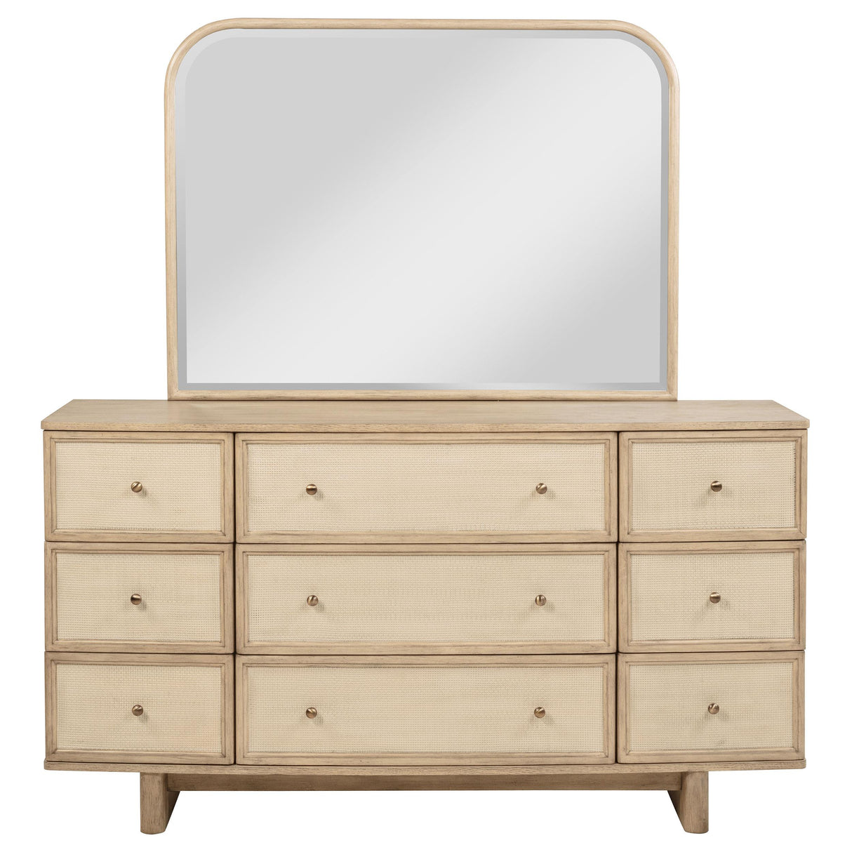 Kailani 9-drawer Dresser and Mirror Beige Oak from Coaster - Luna Furniture