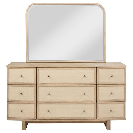 Kailani Beige Oak 9-drawer Dresser and Mirror Beige Oak from Coaster - Luna Furniture
