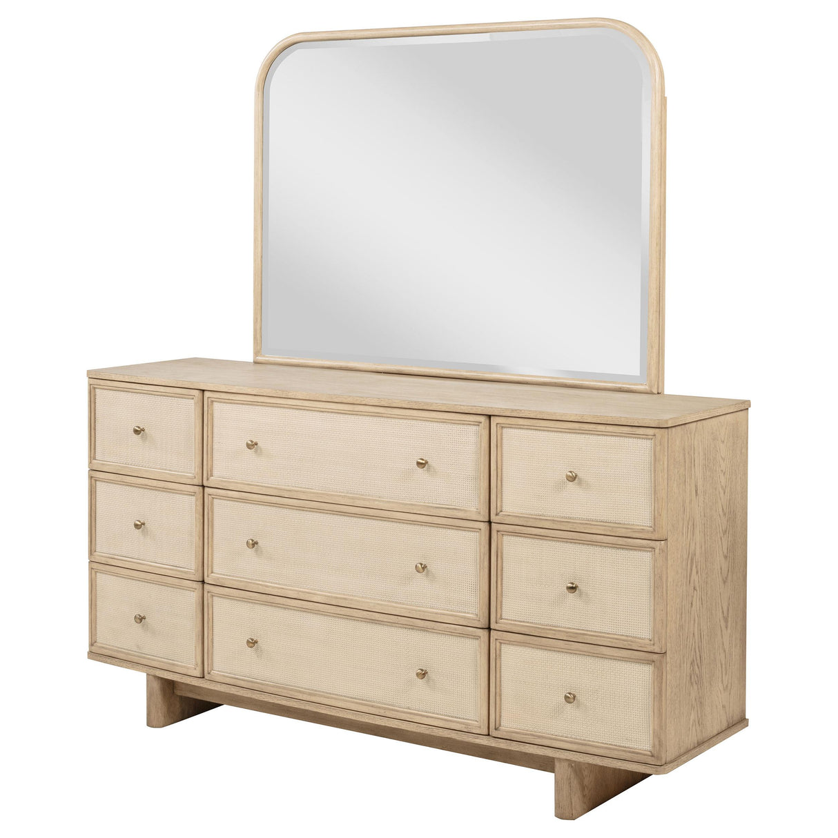Kailani 9-drawer Dresser and Mirror Beige Oak from Coaster - Luna Furniture