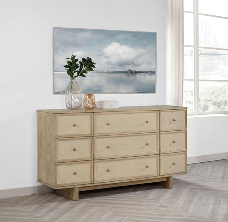 Kailani Beige Oak 9-Drawer Dresser from Coaster - Luna Furniture