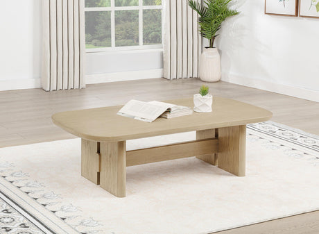 Kailani Beige Oak Coastal Rectangular Cocktail Coffee Table from Coaster - Luna Furniture