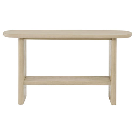 Kailani Beige Oak Coastal Sofa Console Table with Shelf from Coaster - Luna Furniture