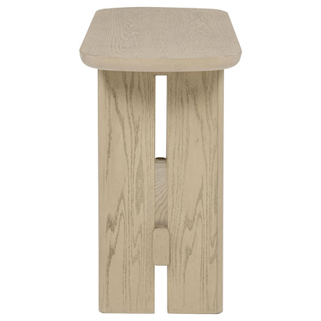 Kailani Beige Oak Coastal Sofa Console Table with Shelf from Coaster - Luna Furniture