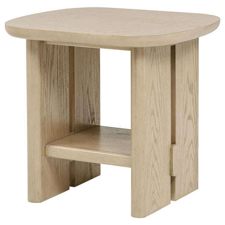 Kailani Beige Oak Coastal Square End Side Table with Shelf from Coaster - Luna Furniture