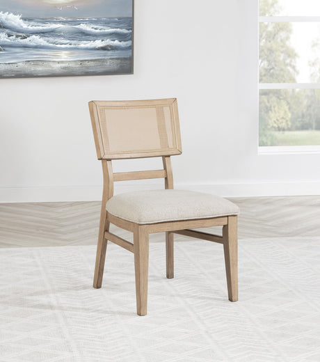 Kailani Beige Oak Radio Weave Cane Dining Side Chair, Set of 2 from Coaster - Luna Furniture