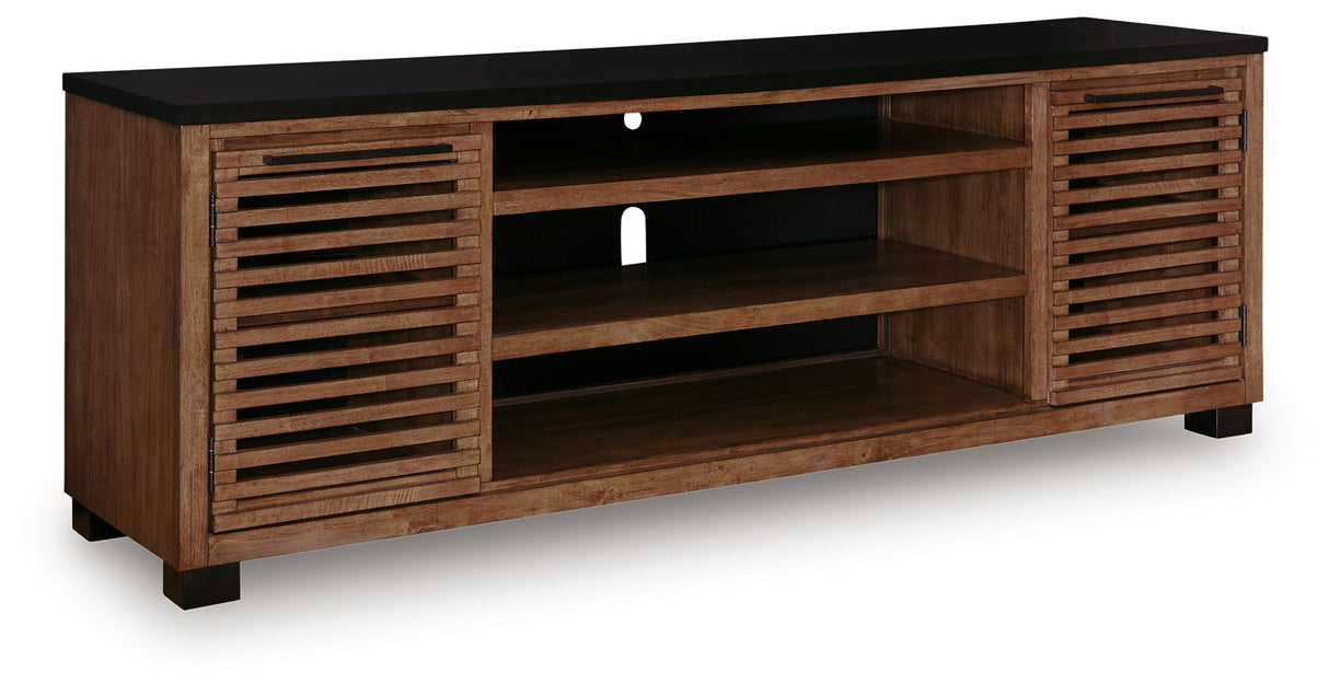 Kallari Warm Brown/Black 84" TV Stand from Ashley - Luna Furniture