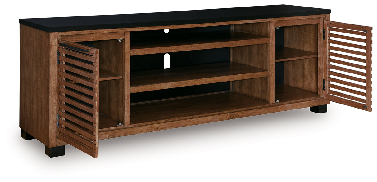 Kallari Warm Brown/Black 84" TV Stand from Ashley - Luna Furniture