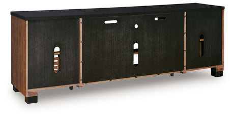 Kallari Warm Brown/Black 84" TV Stand from Ashley - Luna Furniture